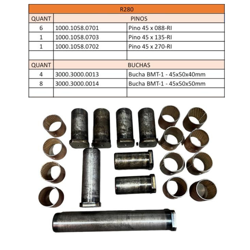 Kit de Pinos e Buchas Garra R280