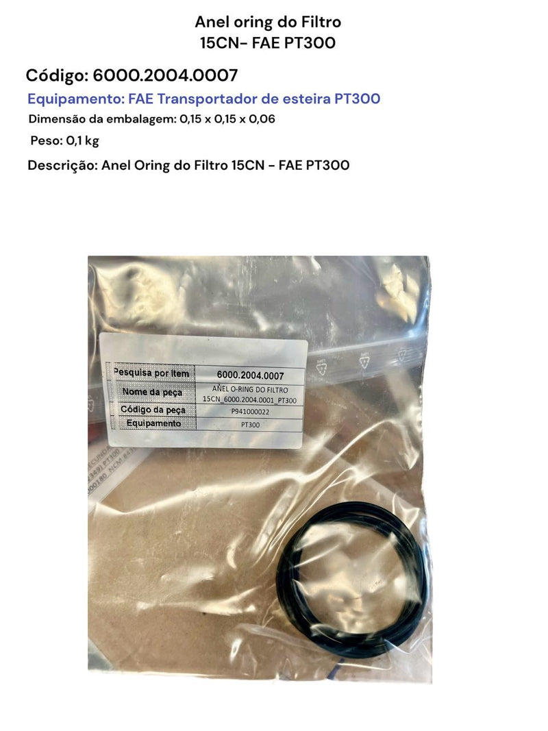 Anel Oring do Filtro 15CN FAE PT 300 - 6000.2004.0007